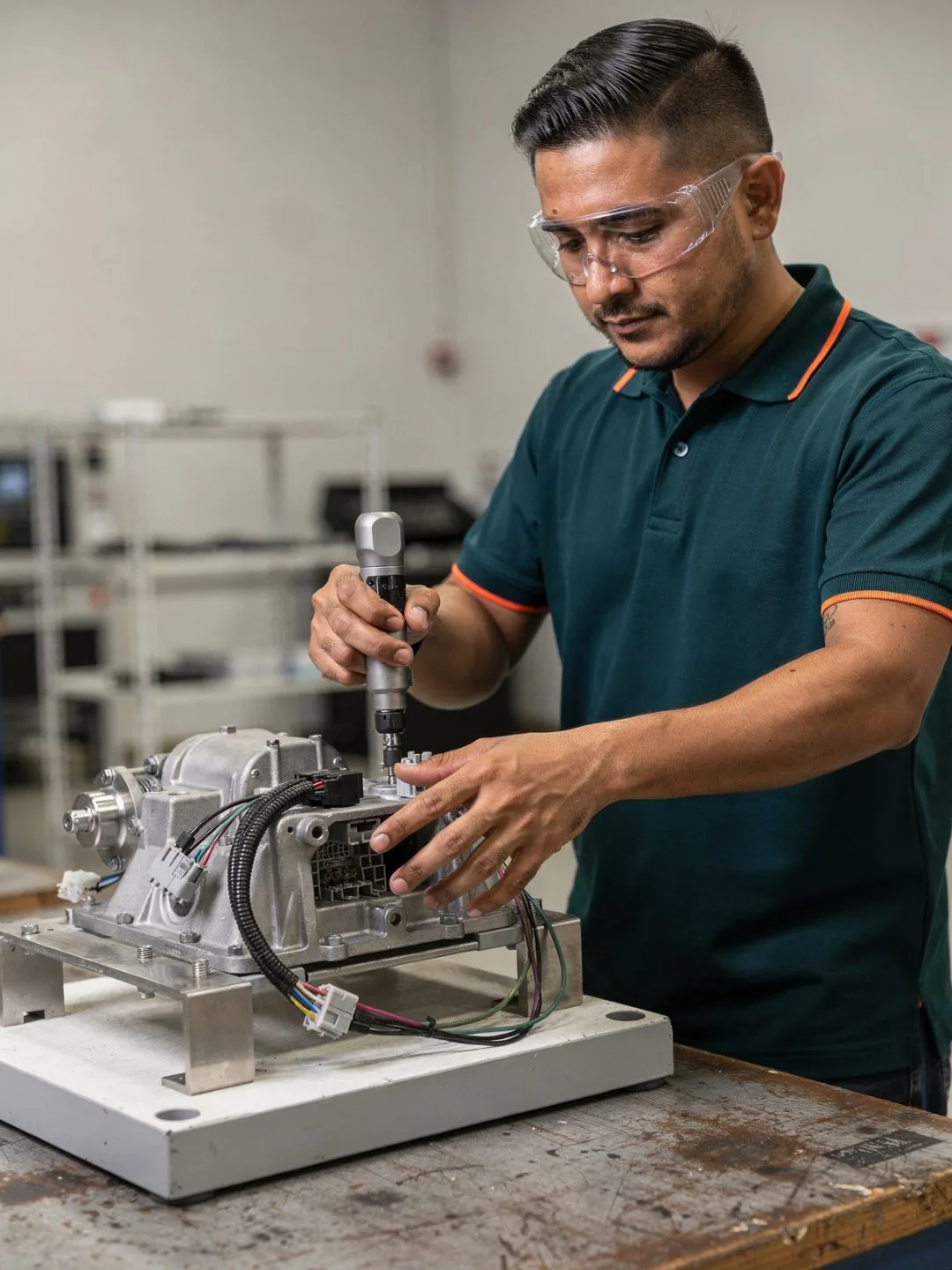 Precision-machined automotive components staged for inspection